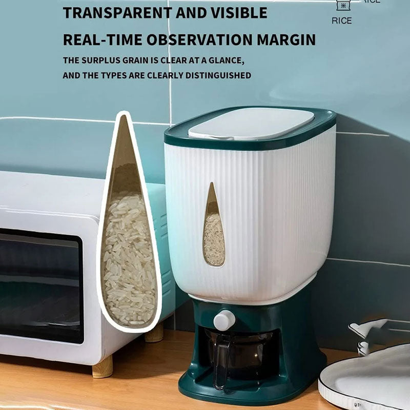 10Kg Rice/Cereal Dispenser Storage Container Sealed with Lid Measuring Cylinder