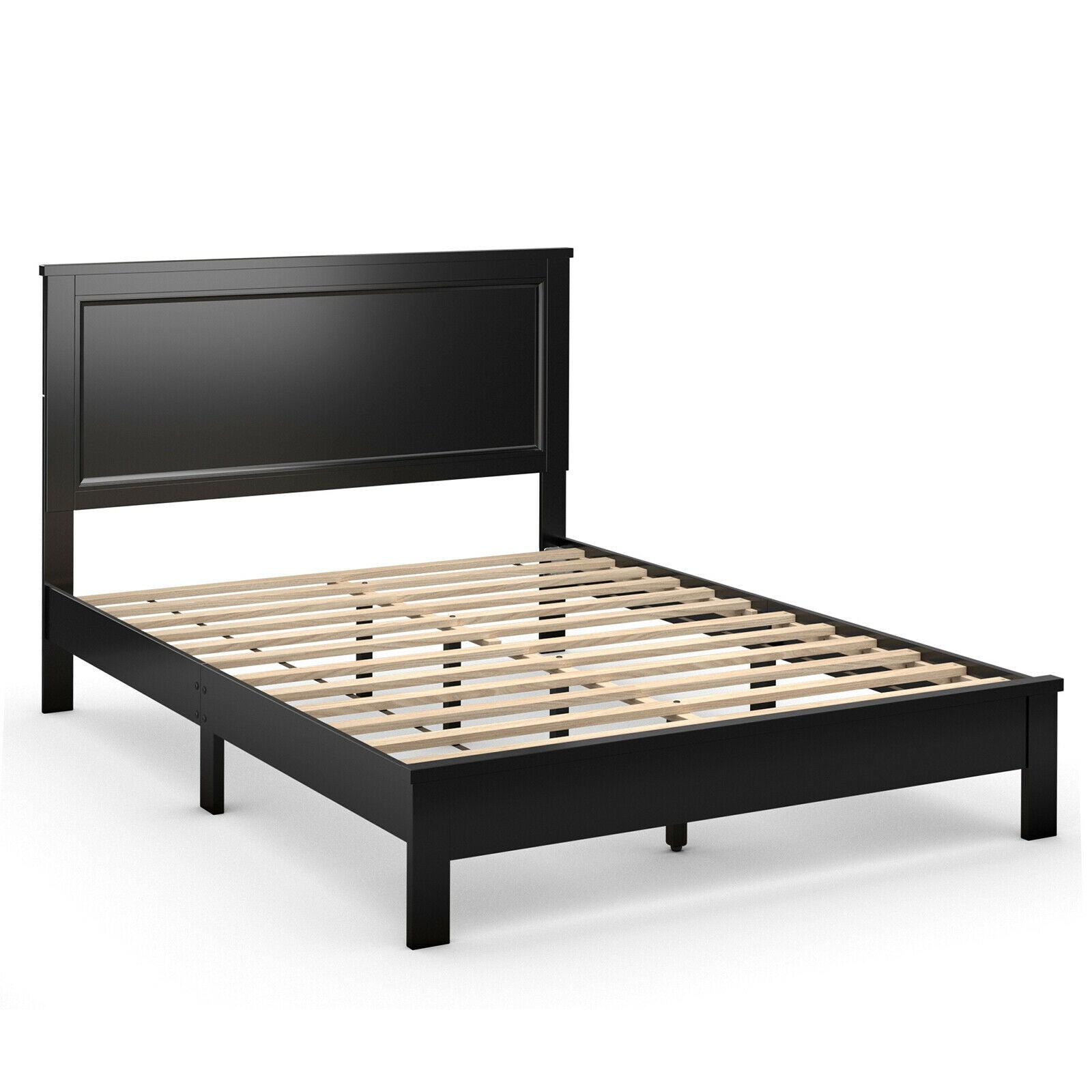 Queen Size Bed Frame Platform Slat High Headboard