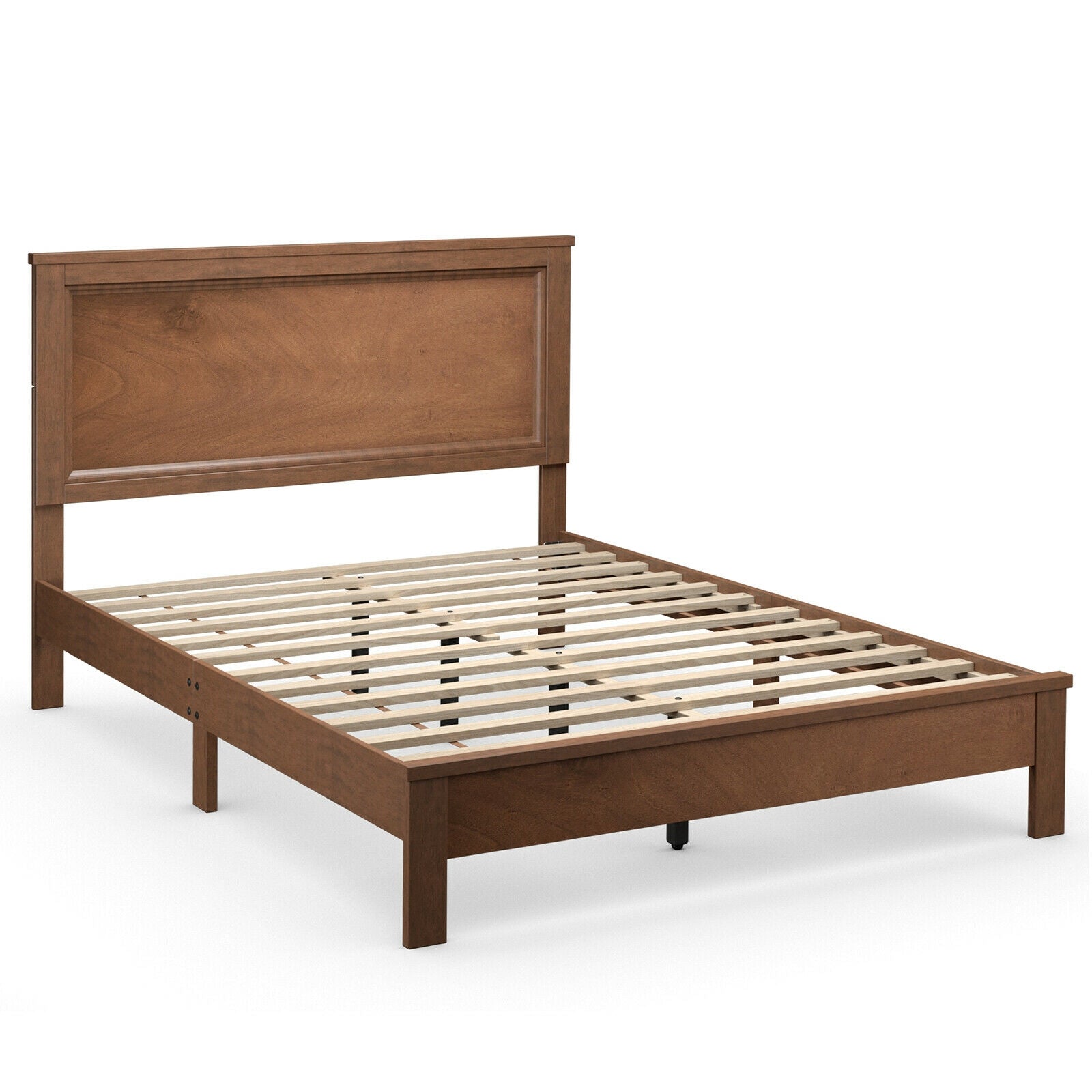 Queen Size Bed Frame Platform Slat High Headboard