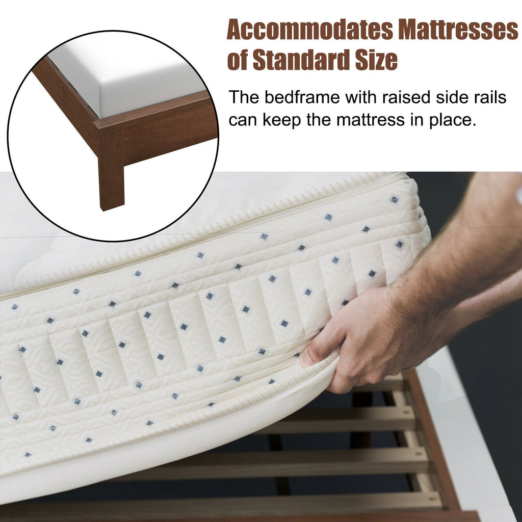 Queen Size Bed Frame Platform Slat High Headboard