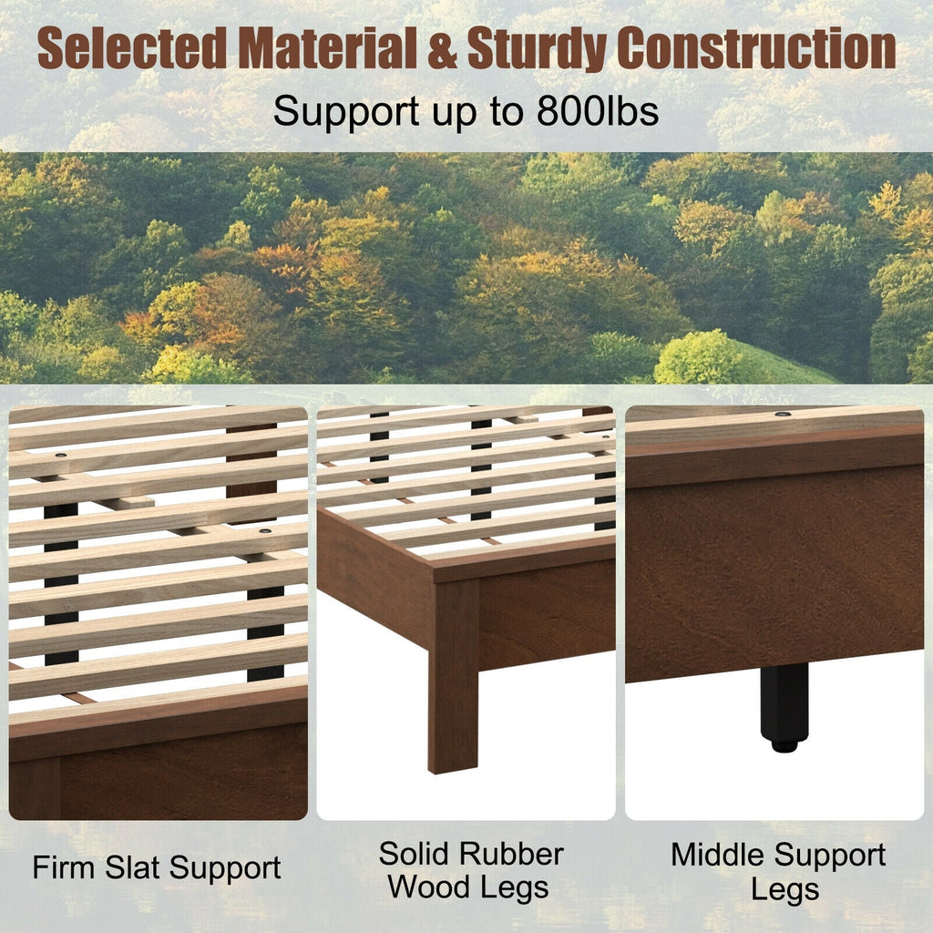 Queen Size Bed Frame Platform Slat High Headboard