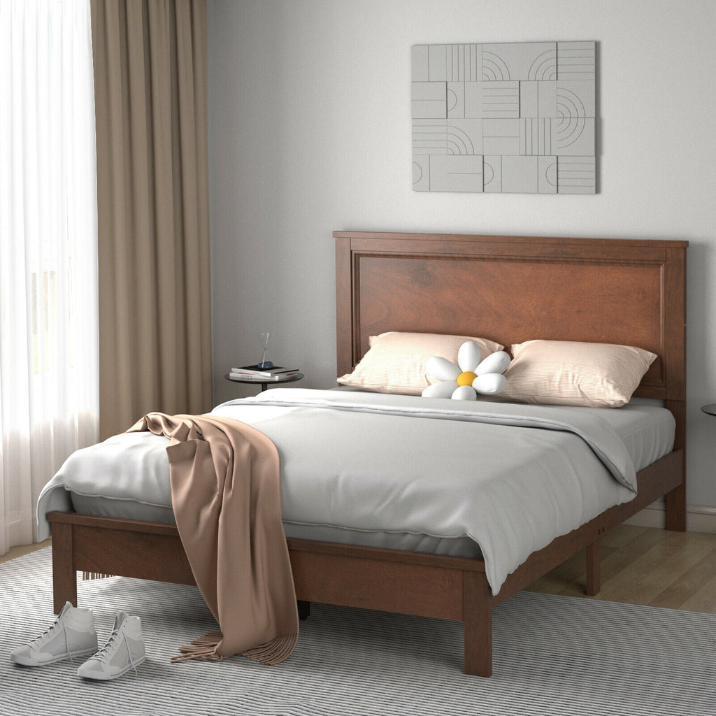 Queen Size Bed Frame Platform Slat High Headboard