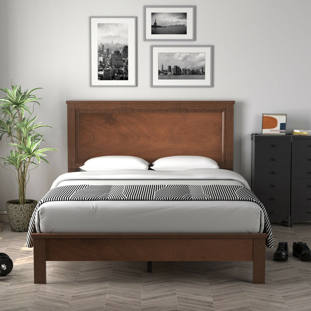 Queen Size Bed Frame Platform Slat High Headboard