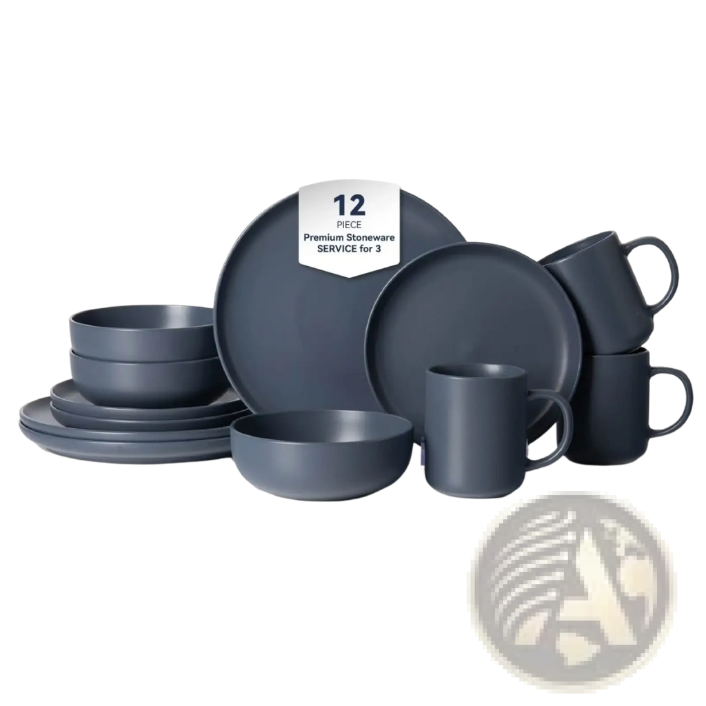 12-piece Stoneware Dinnerware Set Matte Glaze Service for 3