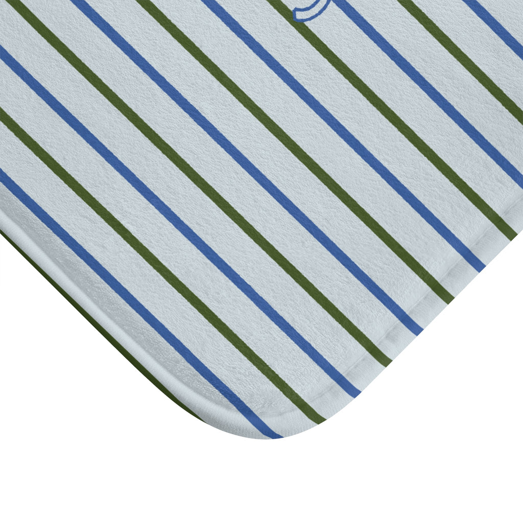 SOAK Striped Bath Mat — Blue & Green Spa Bathroom Rug
