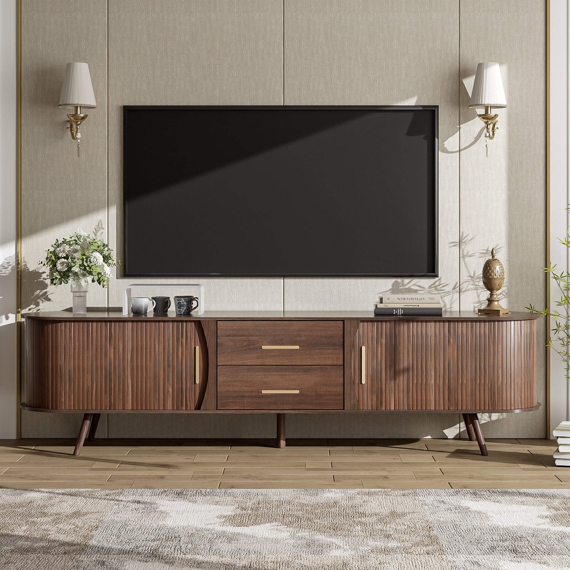 Mid-Century Modern TV Stand for 80" TV