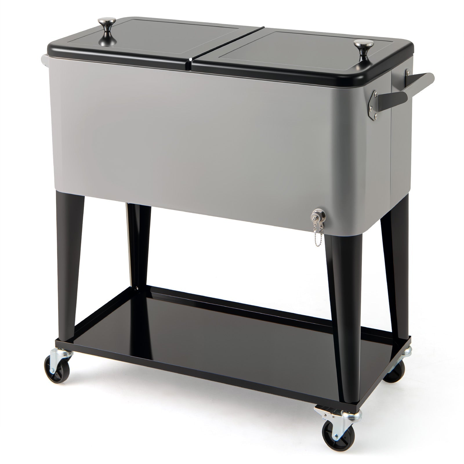 Portable Patio Cooler with Bottom Storage Shelf and Bottle Opener