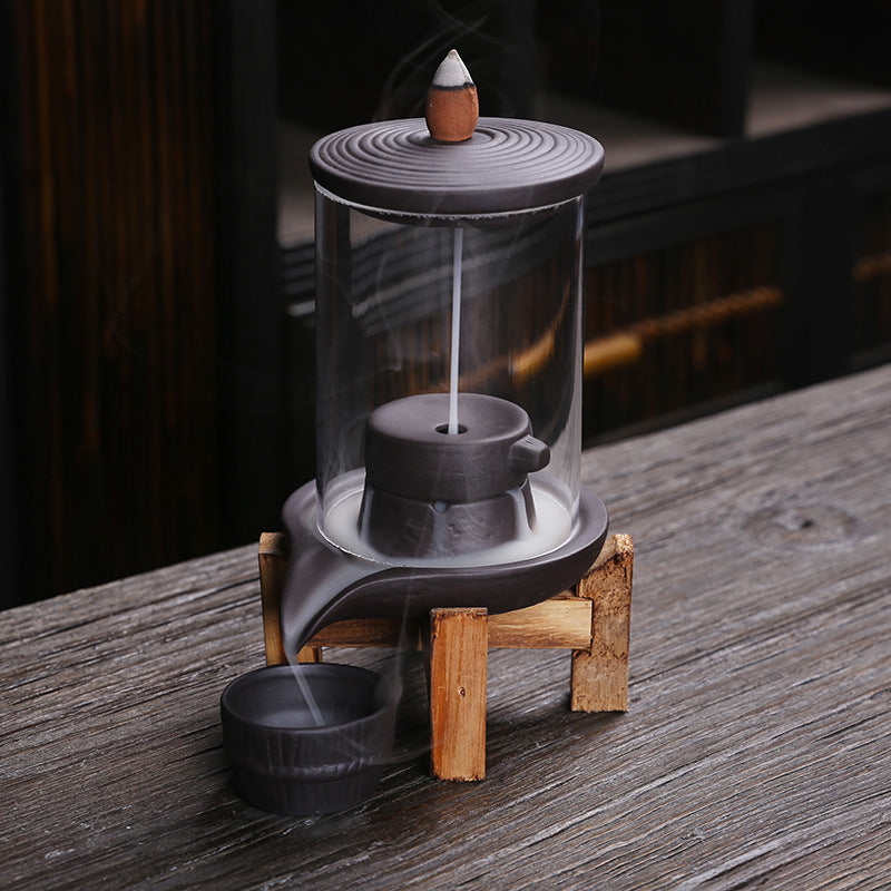 Handmade Ceramic Incense Burner Smoke Waterfall Backflow Feng Shui Decoration