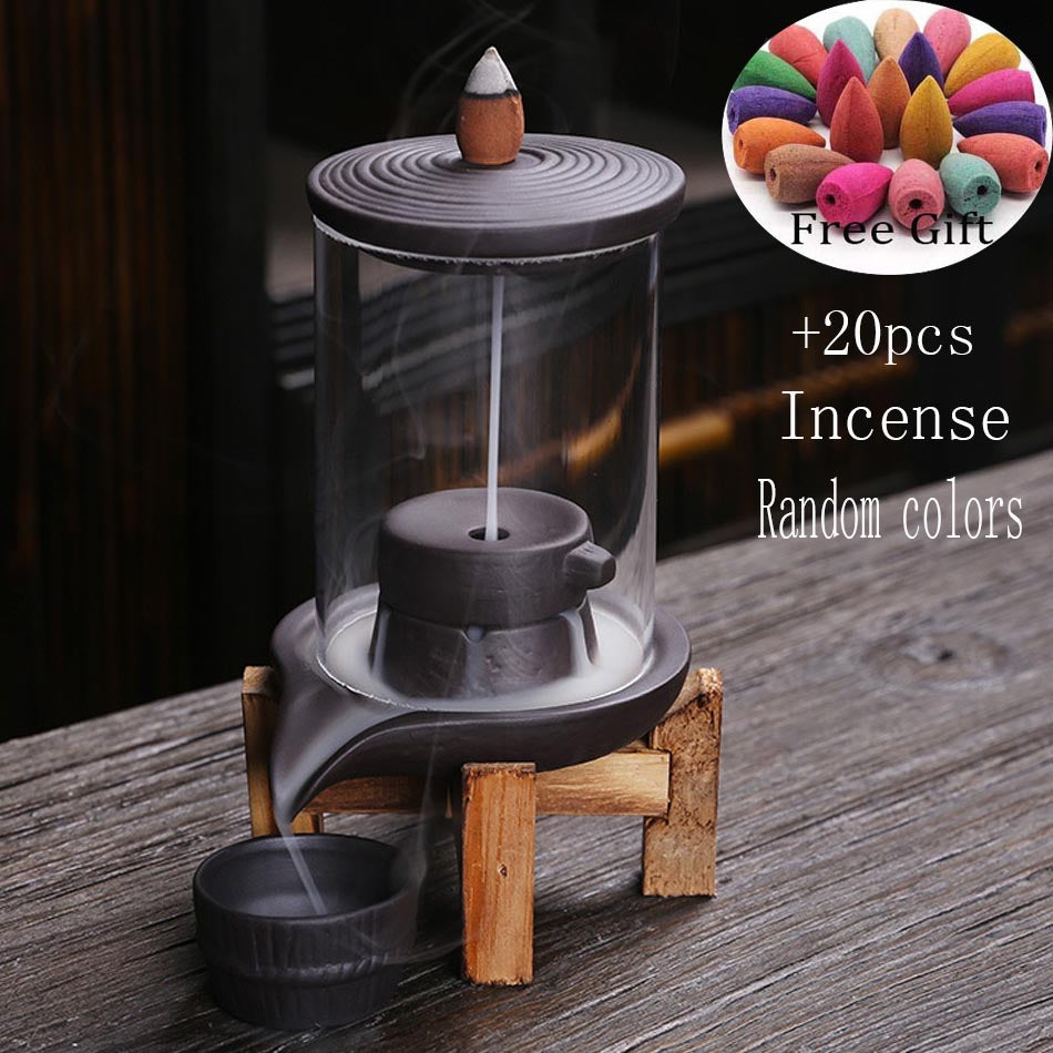 Handmade Ceramic Incense Burner Smoke Waterfall Backflow Feng Shui Decoration