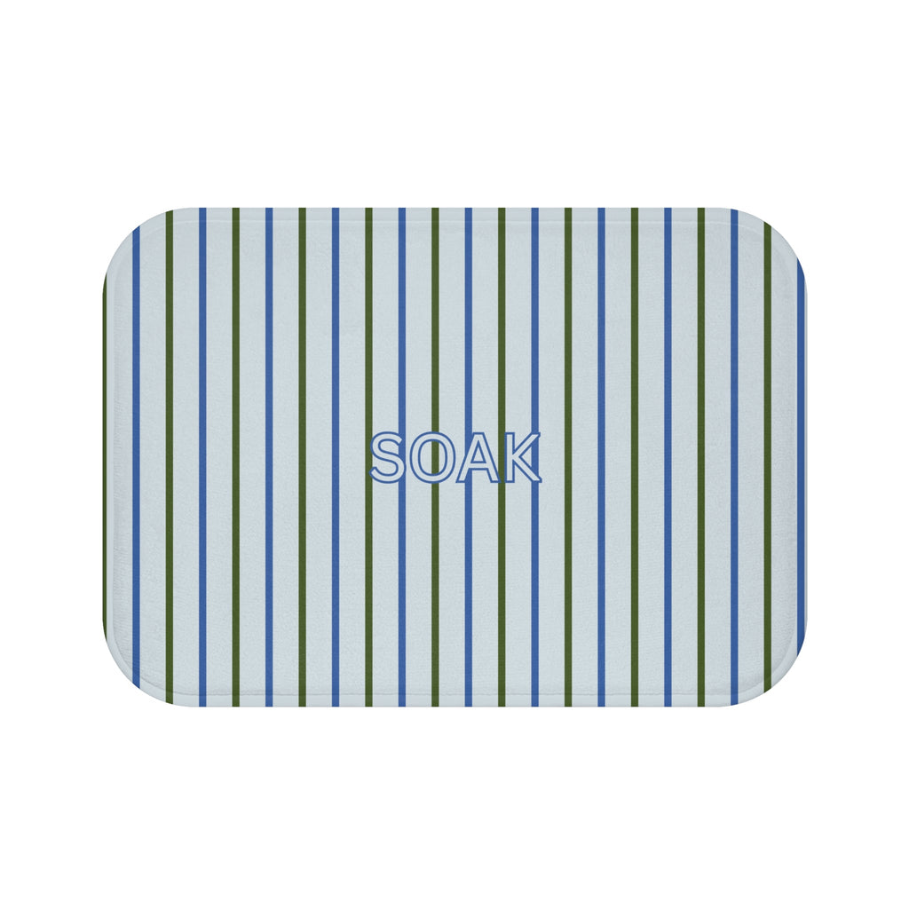SOAK Striped Bath Mat — Blue & Green Spa Bathroom Rug