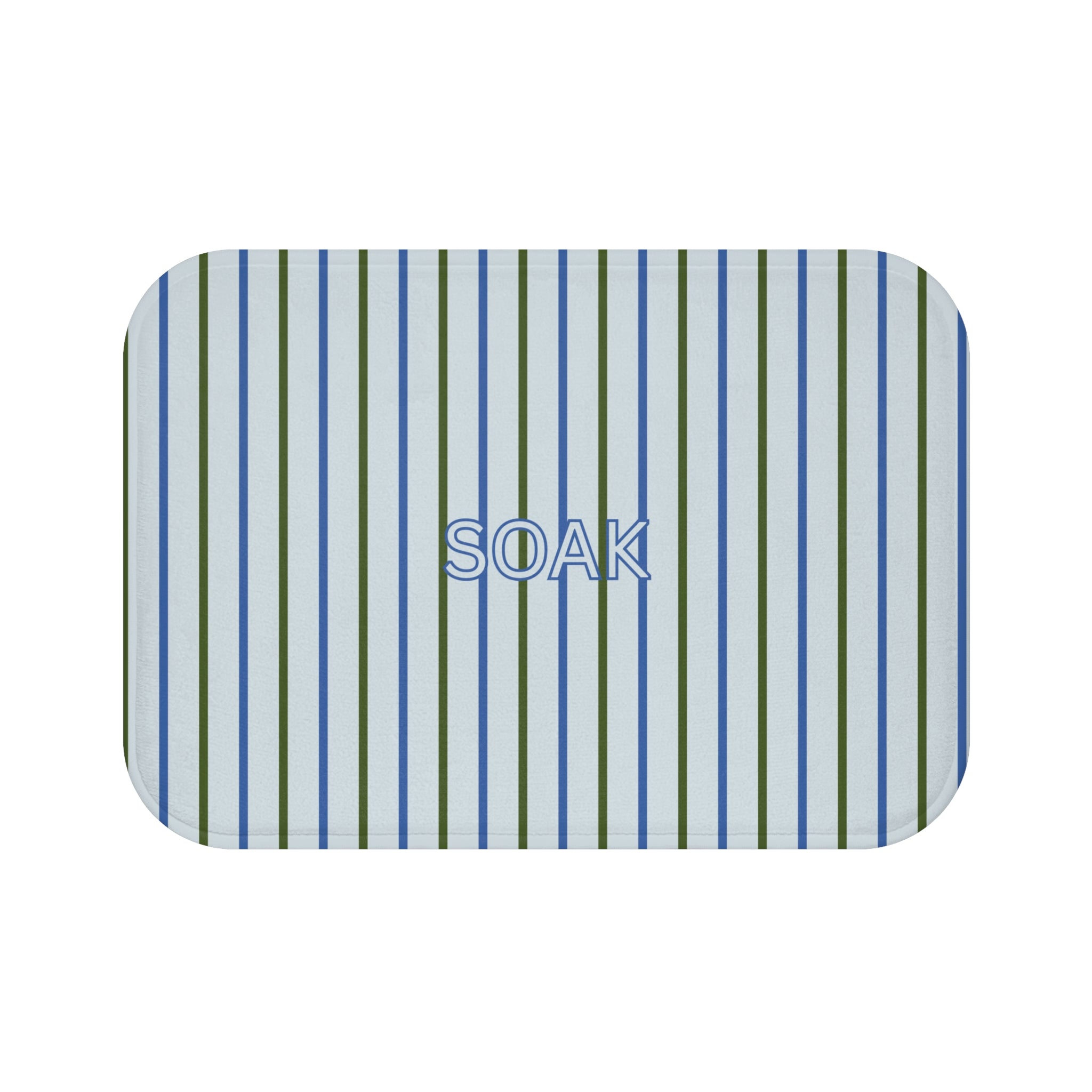 SOAK Striped Bath Mat — Blue & Green Spa Bathroom Rug