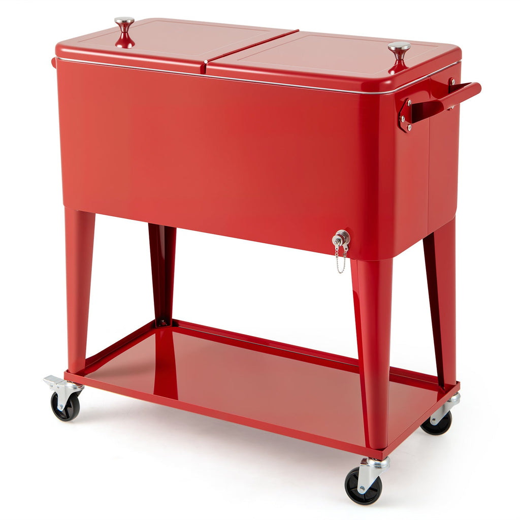 Portable Patio Cooler with Bottom Storage Shelf and Bottle Opener