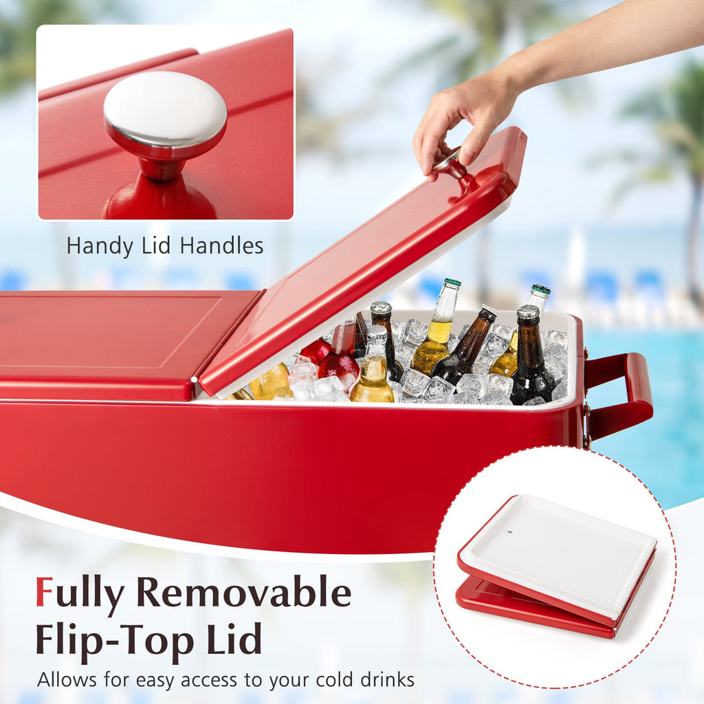 Portable Patio Cooler with Bottom Storage Shelf and Bottle Opener