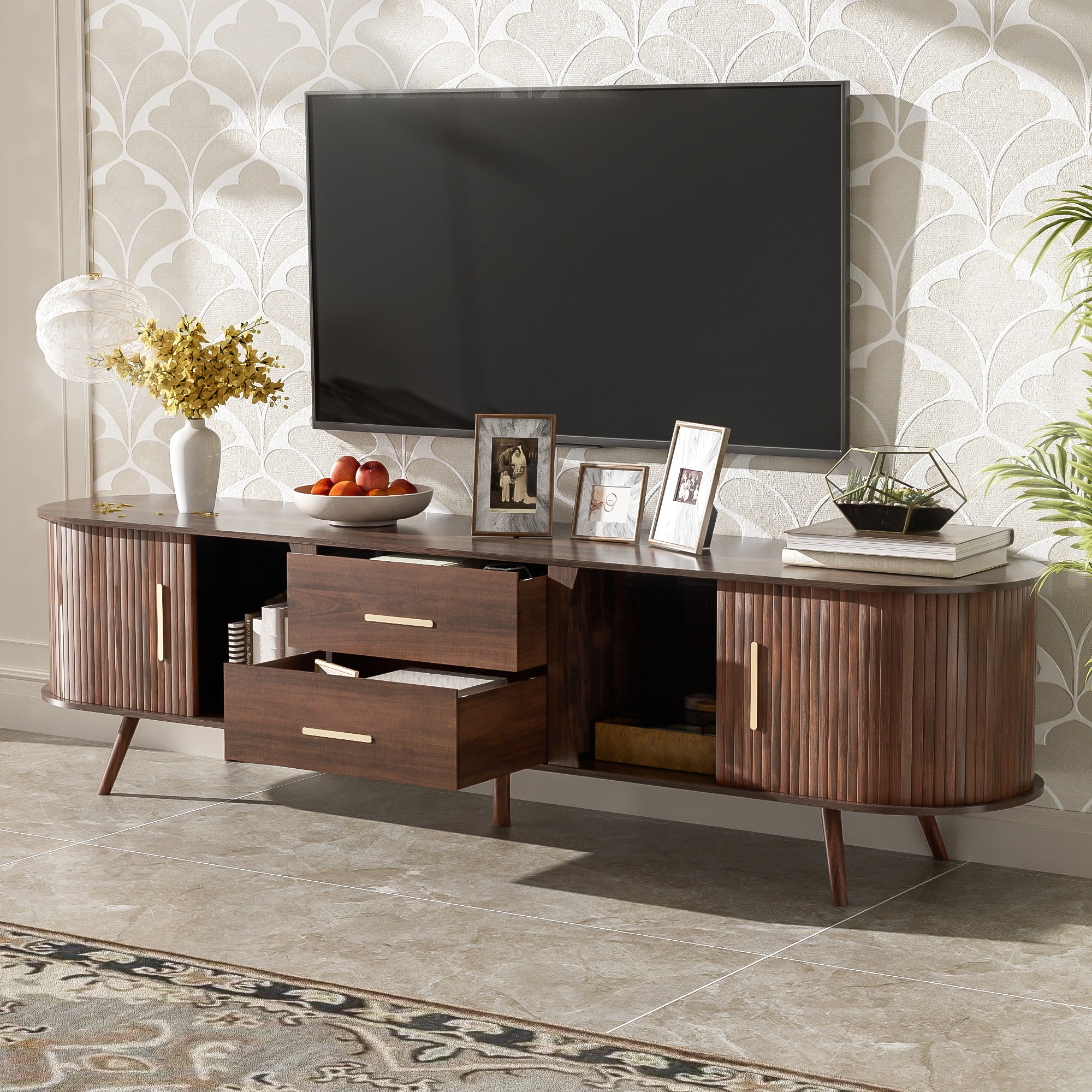 Mid-Century Modern TV Stand for 80" TV