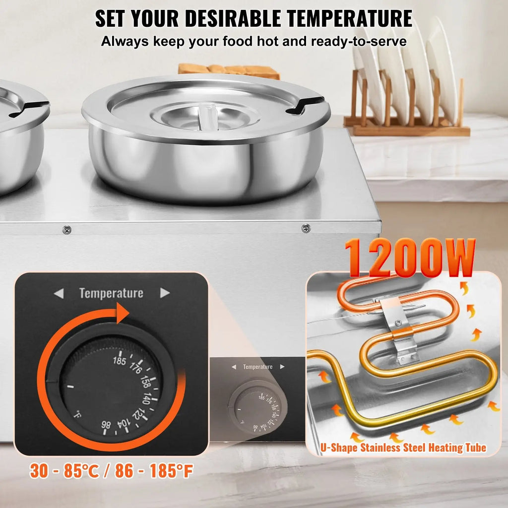 3-pot Electric Soup Warmer 1200w Commercial Bain Marie