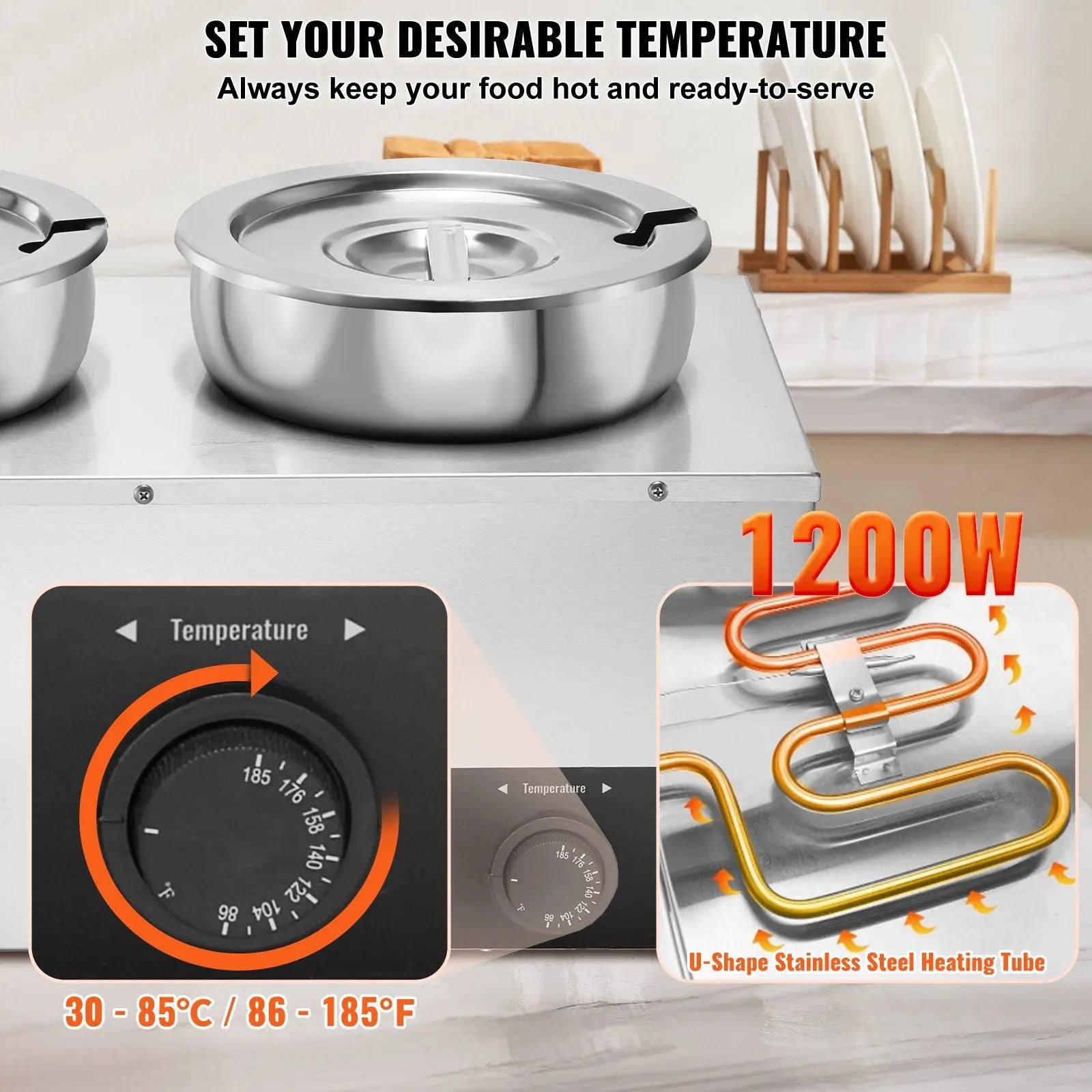 3-pot Electric Soup Warmer 1200w Commercial Bain Marie