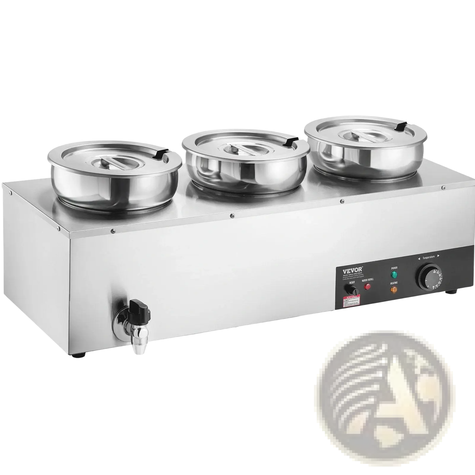 3-pot Electric Soup Warmer 1200w Commercial Bain Marie