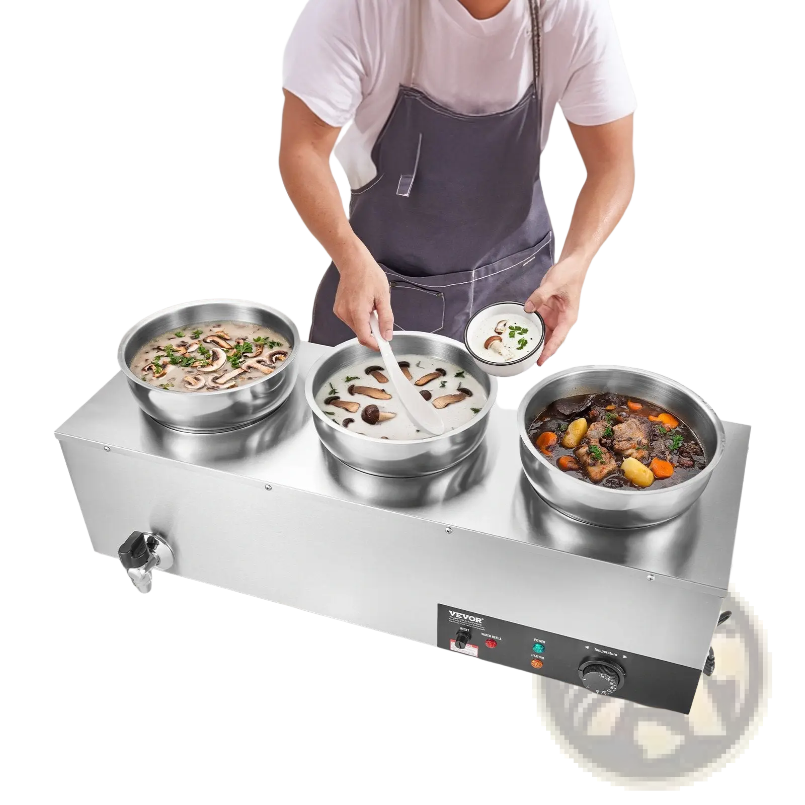 3-pot Electric Soup Warmer 1200w Commercial Bain Marie