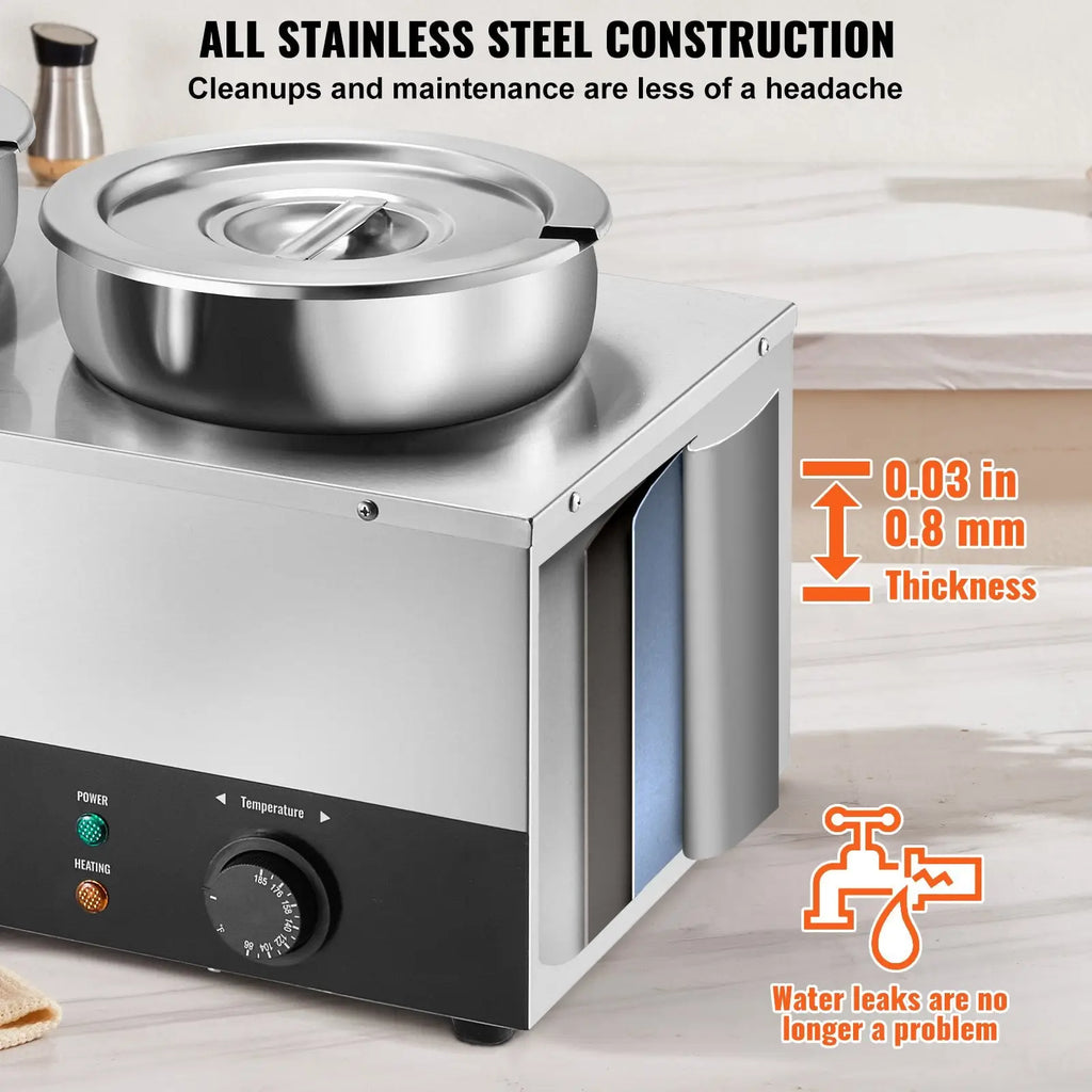 3-pot Electric Soup Warmer 1200w Commercial Bain Marie