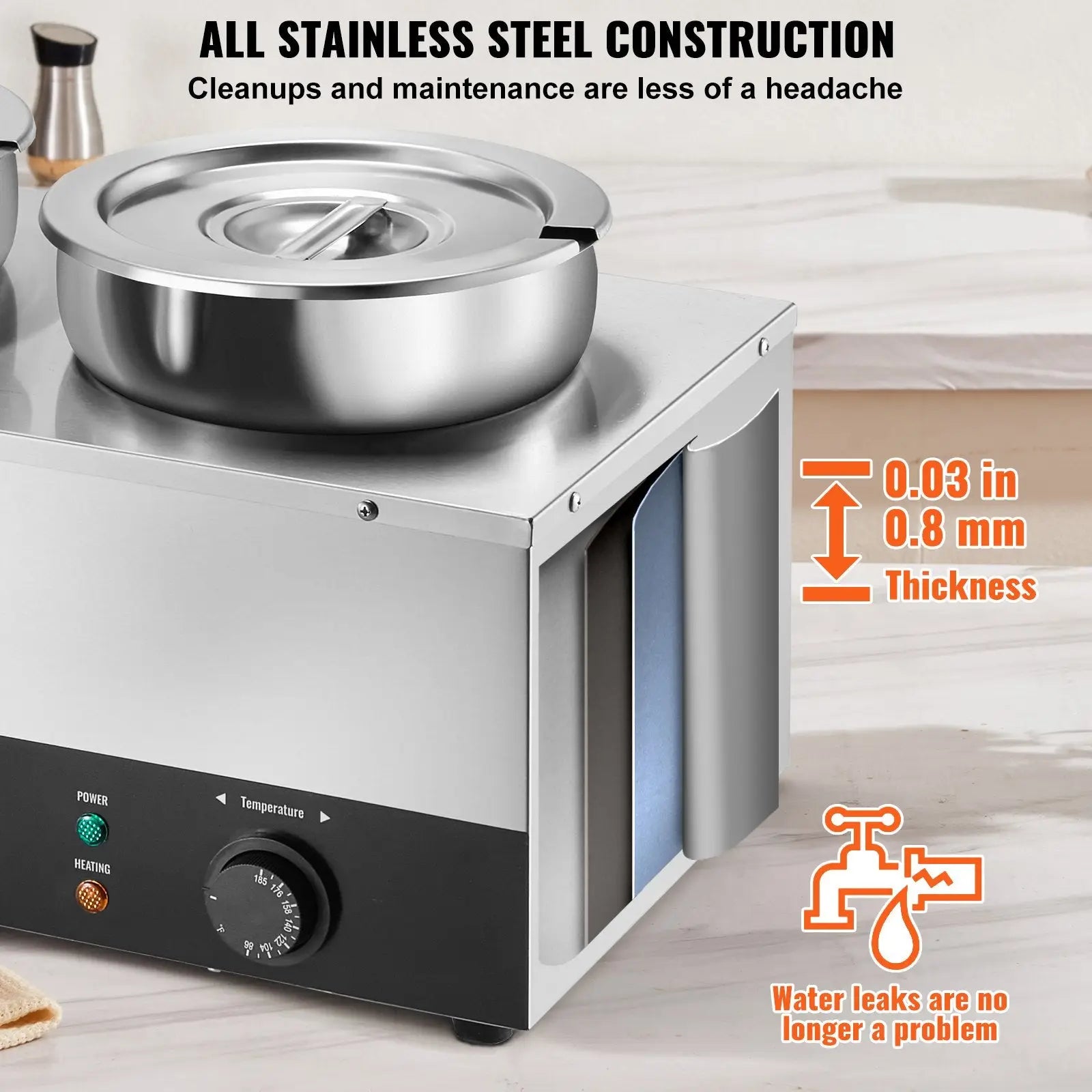 3-pot Electric Soup Warmer 1200w Commercial Bain Marie