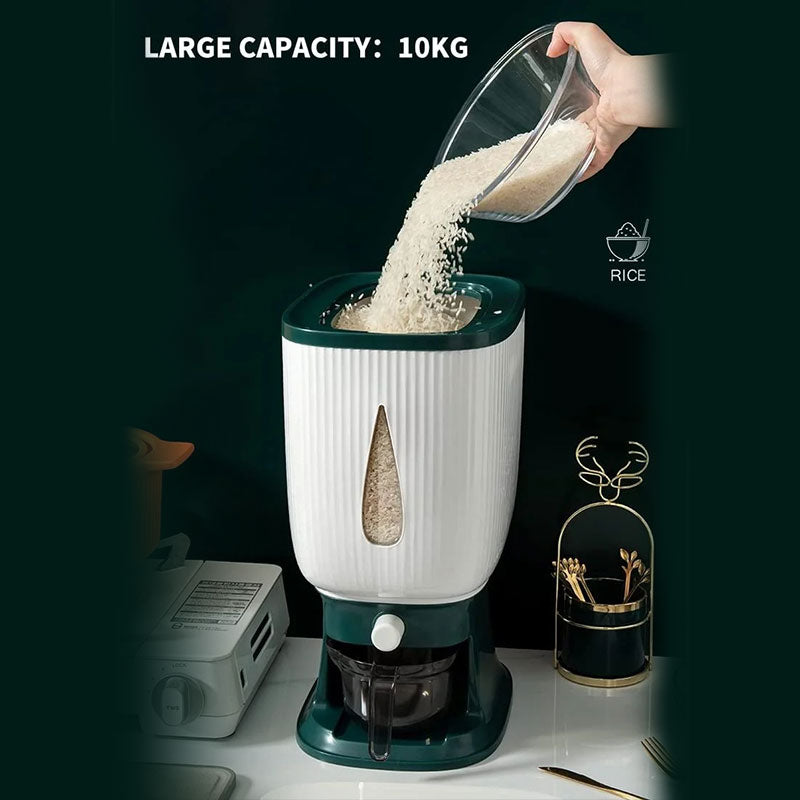 10Kg Rice/Cereal Dispenser Storage Container Sealed with Lid Measuring Cylinder