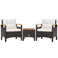 3 Pieces Patio Rattan Furniture Set with Removable Cushion