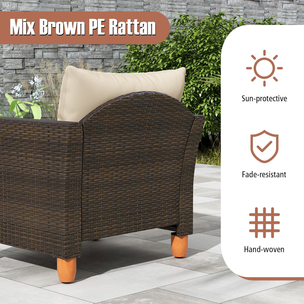 3 Pieces Patio wicker and wood set