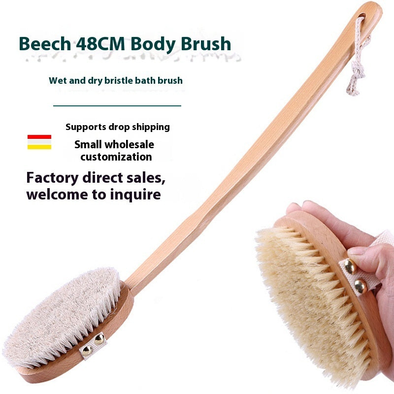 Removable Natural Bristle Bath Brush Exfoliating & Body Dry Brushing