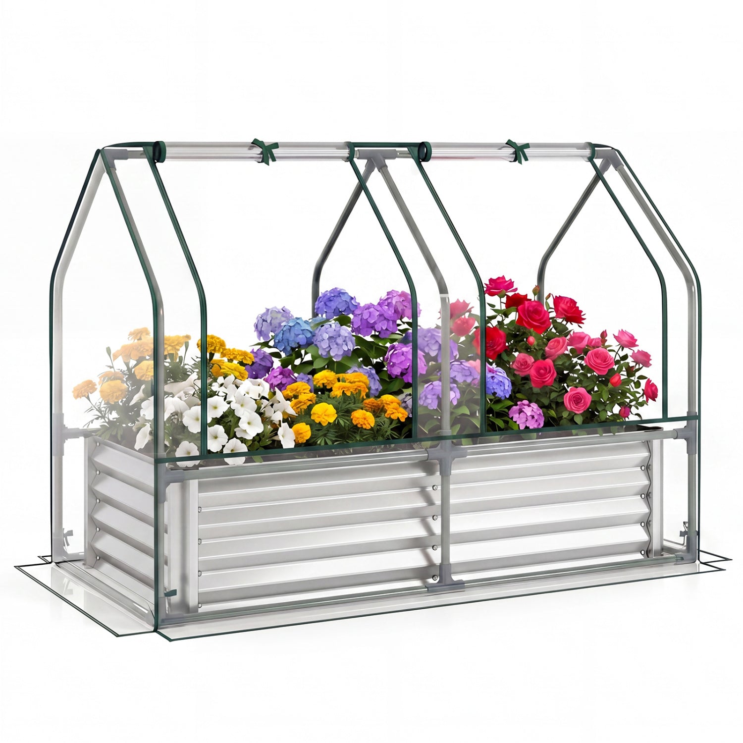 4 x 2 x 3 Feet Small Galvanized Raised Garden Bed with Greenhouse Cover