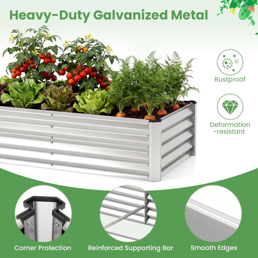 4 x 2 x 3 Feet Small Galvanized Raised Garden Bed with Greenhouse Cover