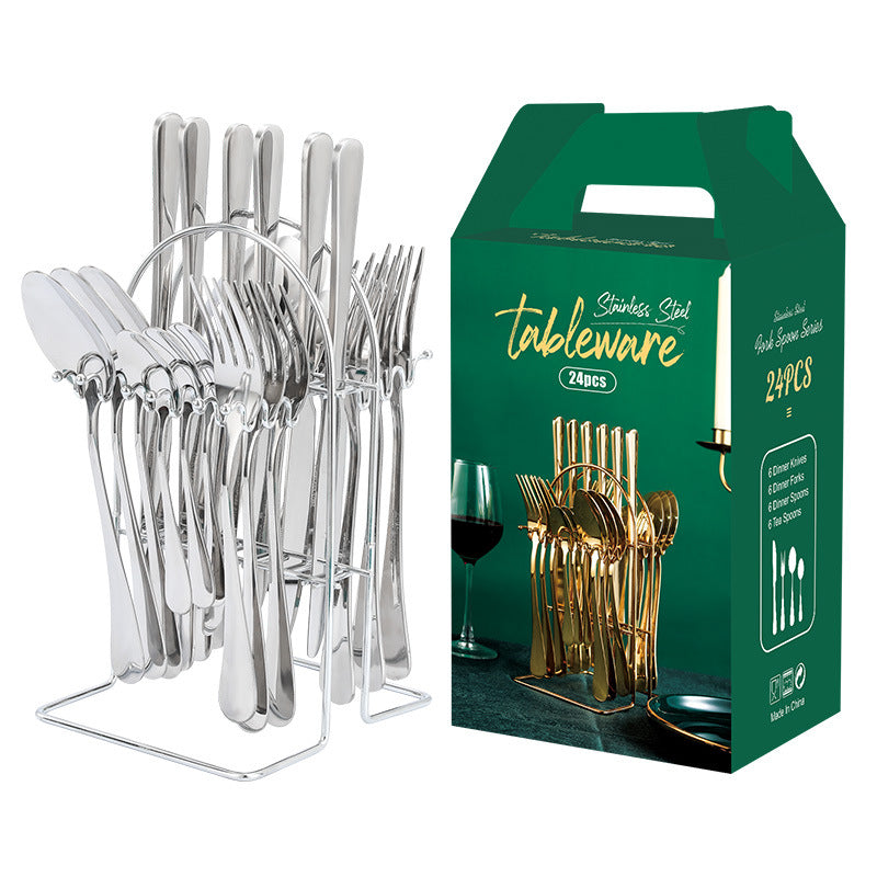 Gold Dinnerware Set Stainless Steel Tableware 24 pc
