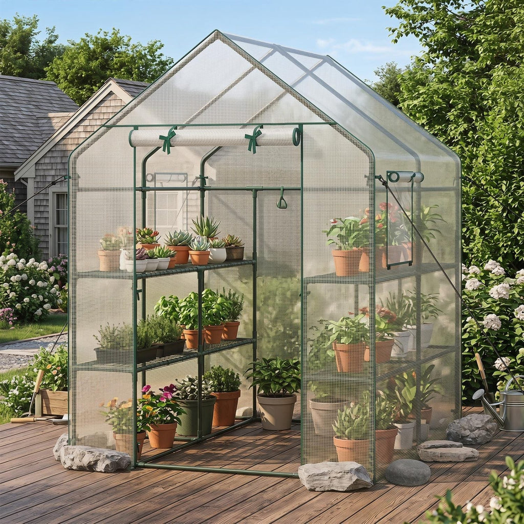 Walk-In Greenhouse 56x56x77 Inch with Observation Windows