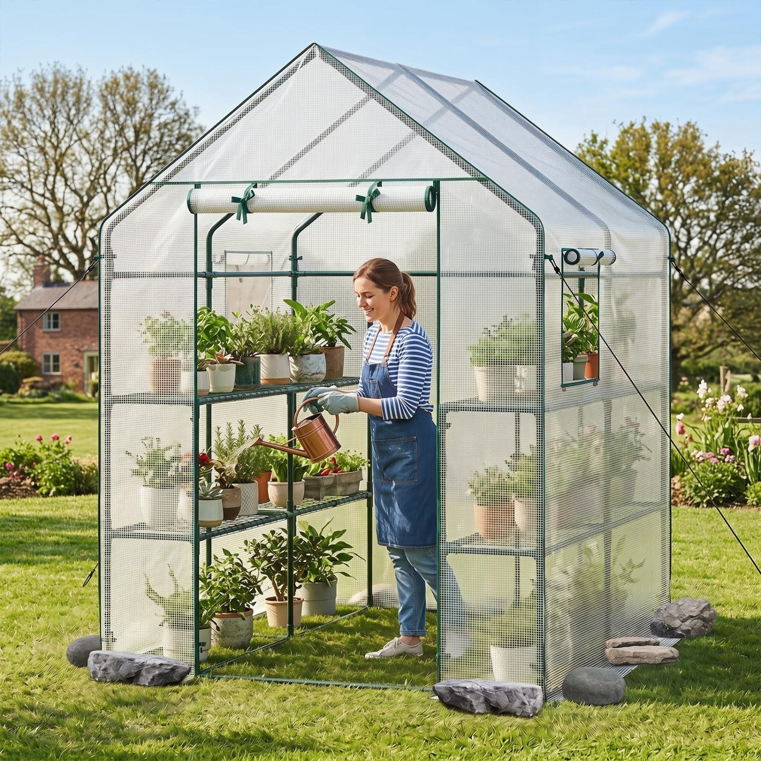 Walk-In Greenhouse 56x56x77 Inch with Observation Windows
