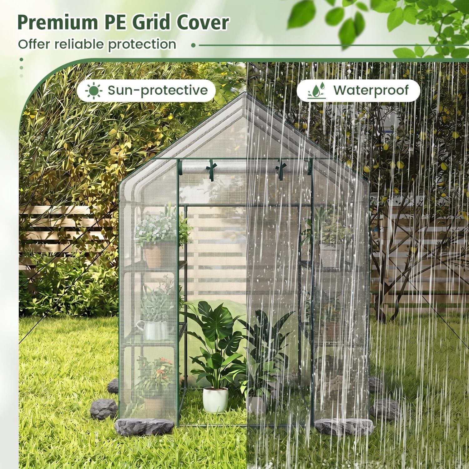 Walk-In Greenhouse 56x56x77 Inch with Observation Windows