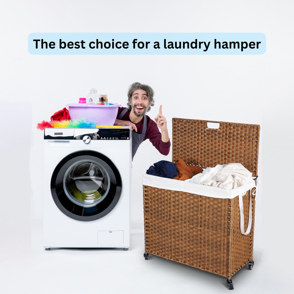 Laundry Hamper With Lid and 02 Removable Bags with Wheels