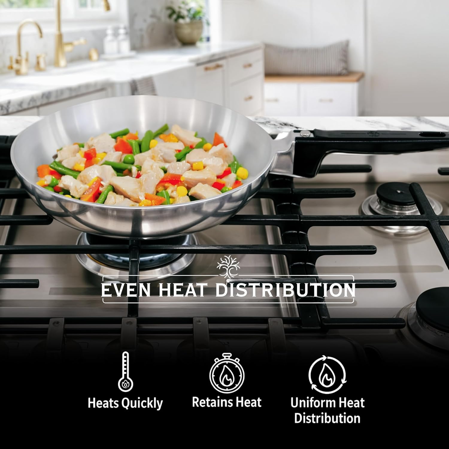 11-Inch Chef Skillet – Quick & Even Heat Distribution – Lightweight Cast Aluminum