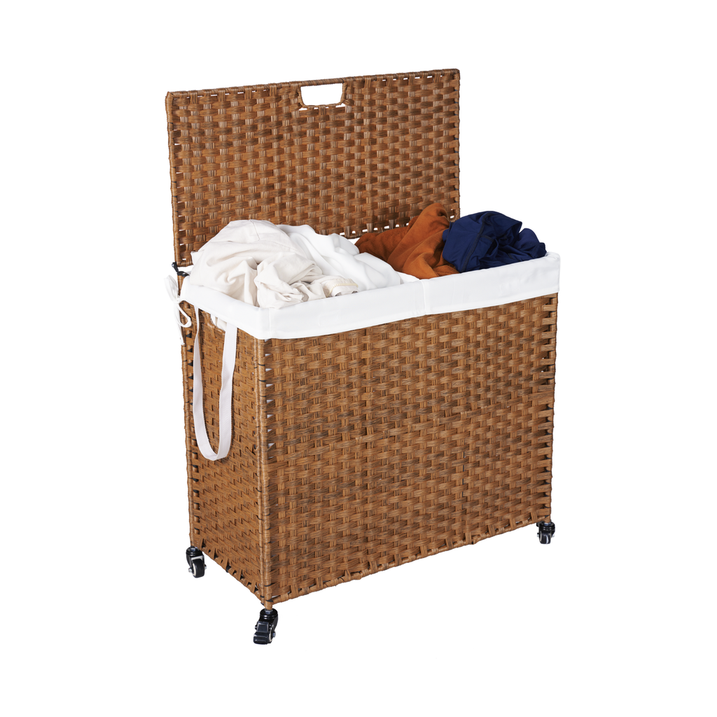 Laundry Hamper With Lid and 02 Removable Bags with Wheels