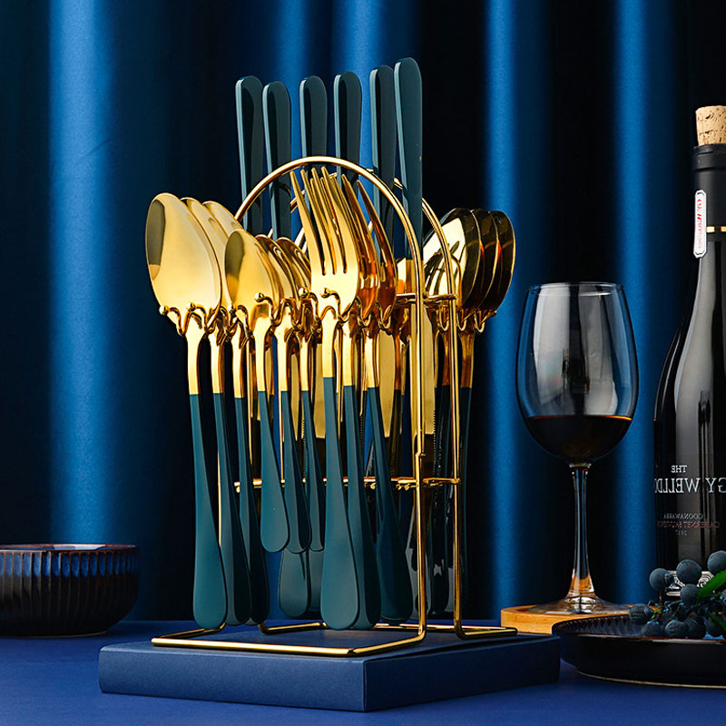 Gold Dinnerware Set Stainless Steel Tableware 24 pc
