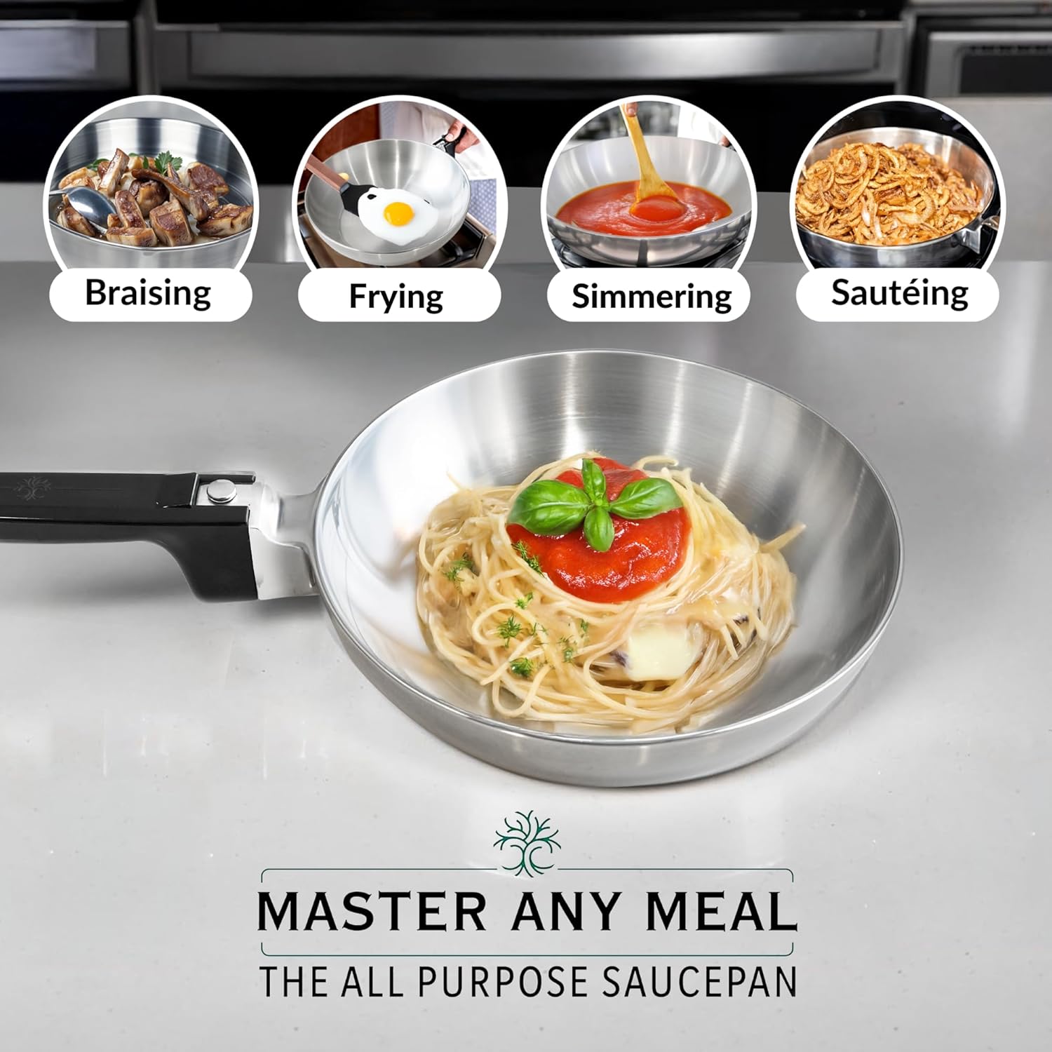 11-Inch Chef Skillet – Quick & Even Heat Distribution – Lightweight Cast Aluminum