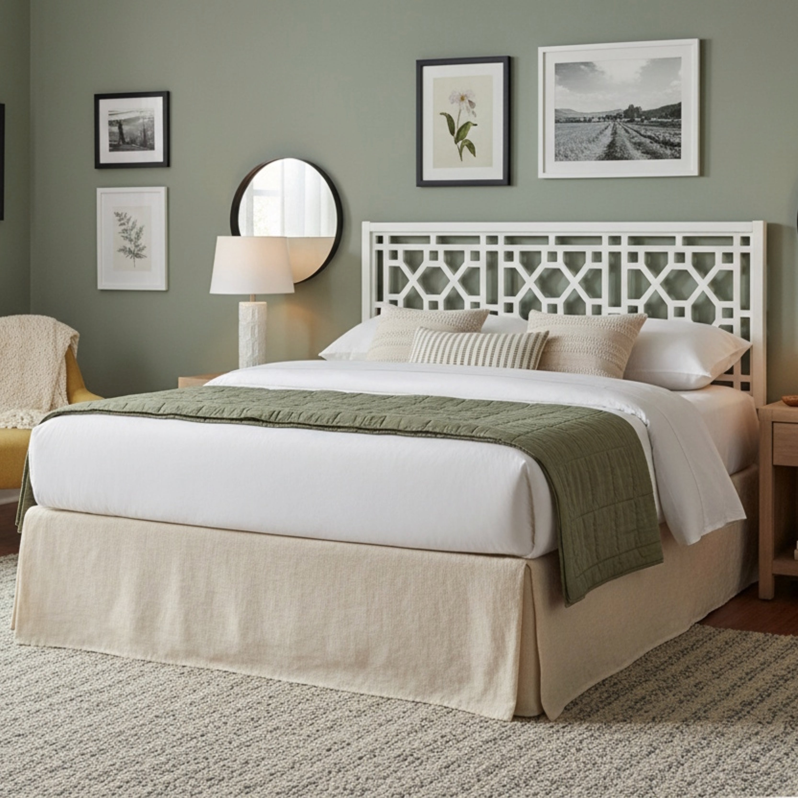 Tabor Chippendale White Headboard