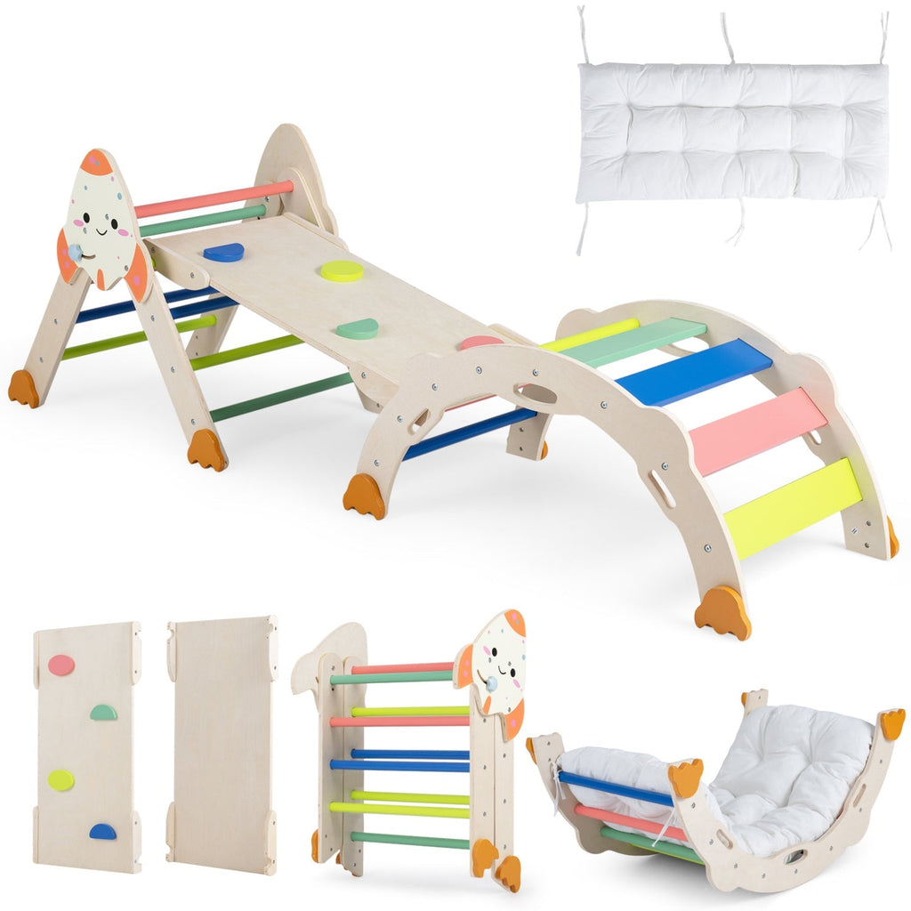 8-in-1 Foldable Climbing Set for Toddlers with Rocket Theme