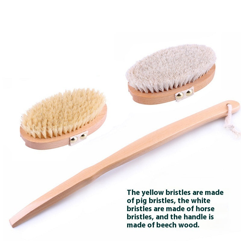 Removable Natural Bristle Bath Brush Exfoliating & Body Dry Brushing