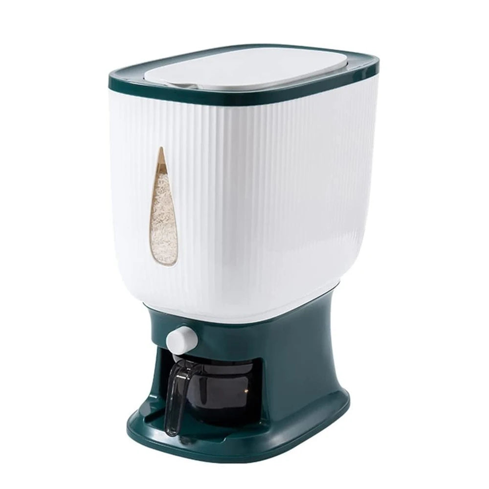 10Kg Rice/Cereal Dispenser Storage Container Sealed with Lid Measuring Cylinder