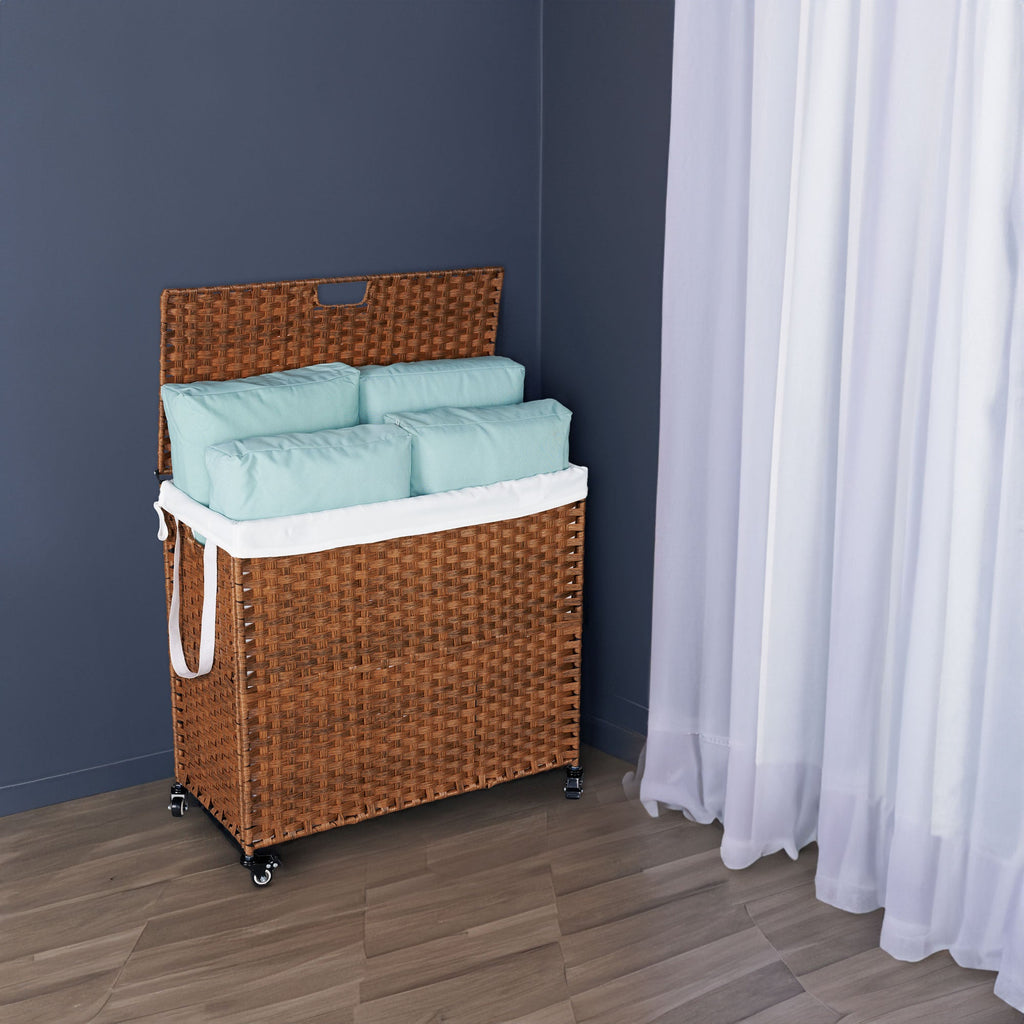 Laundry Hamper With Lid and 02 Removable Bags with Wheels