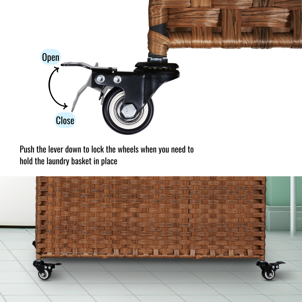 Laundry Hamper With Lid and 02 Removable Bags with Wheels