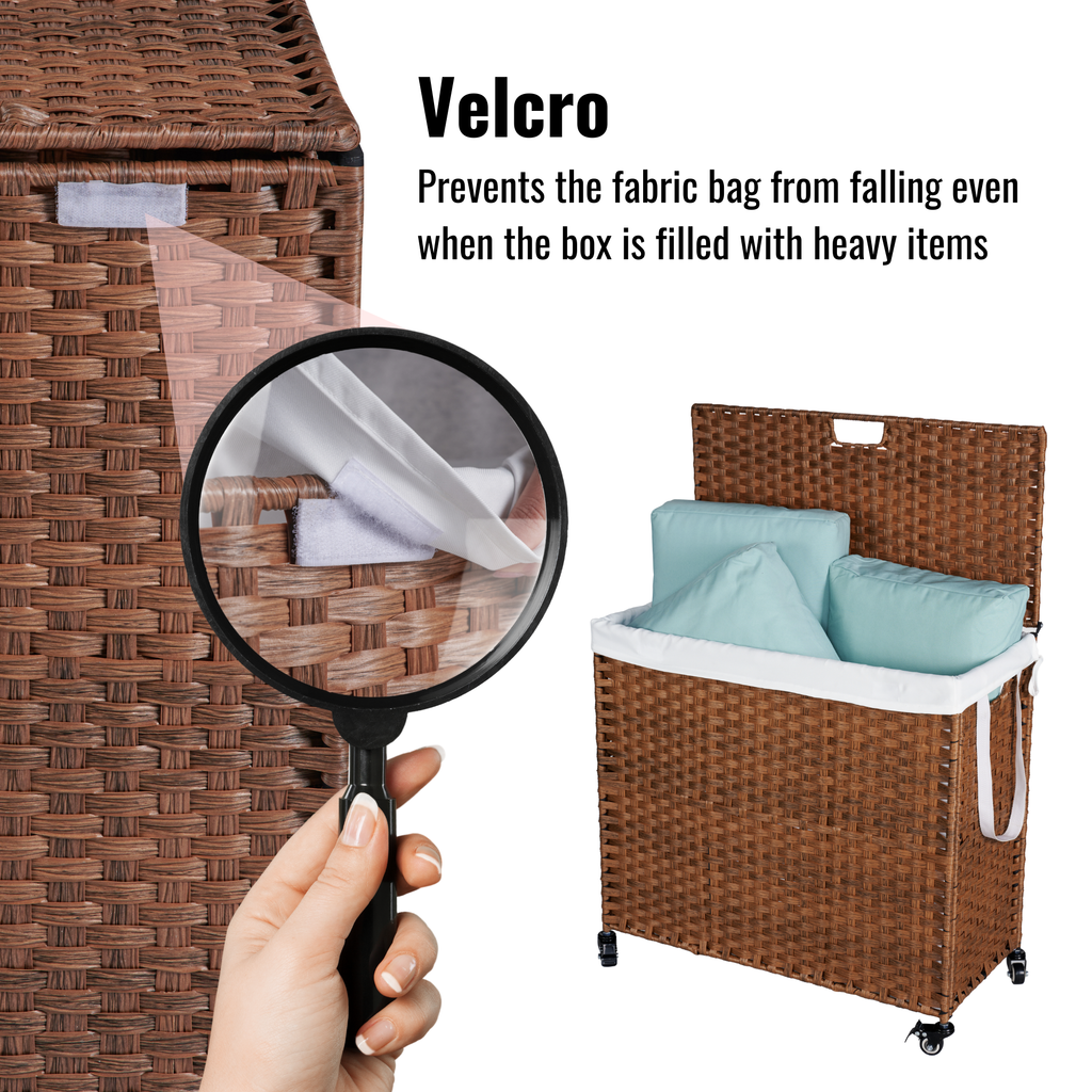 Laundry Hamper With Lid and 02 Removable Bags with Wheels