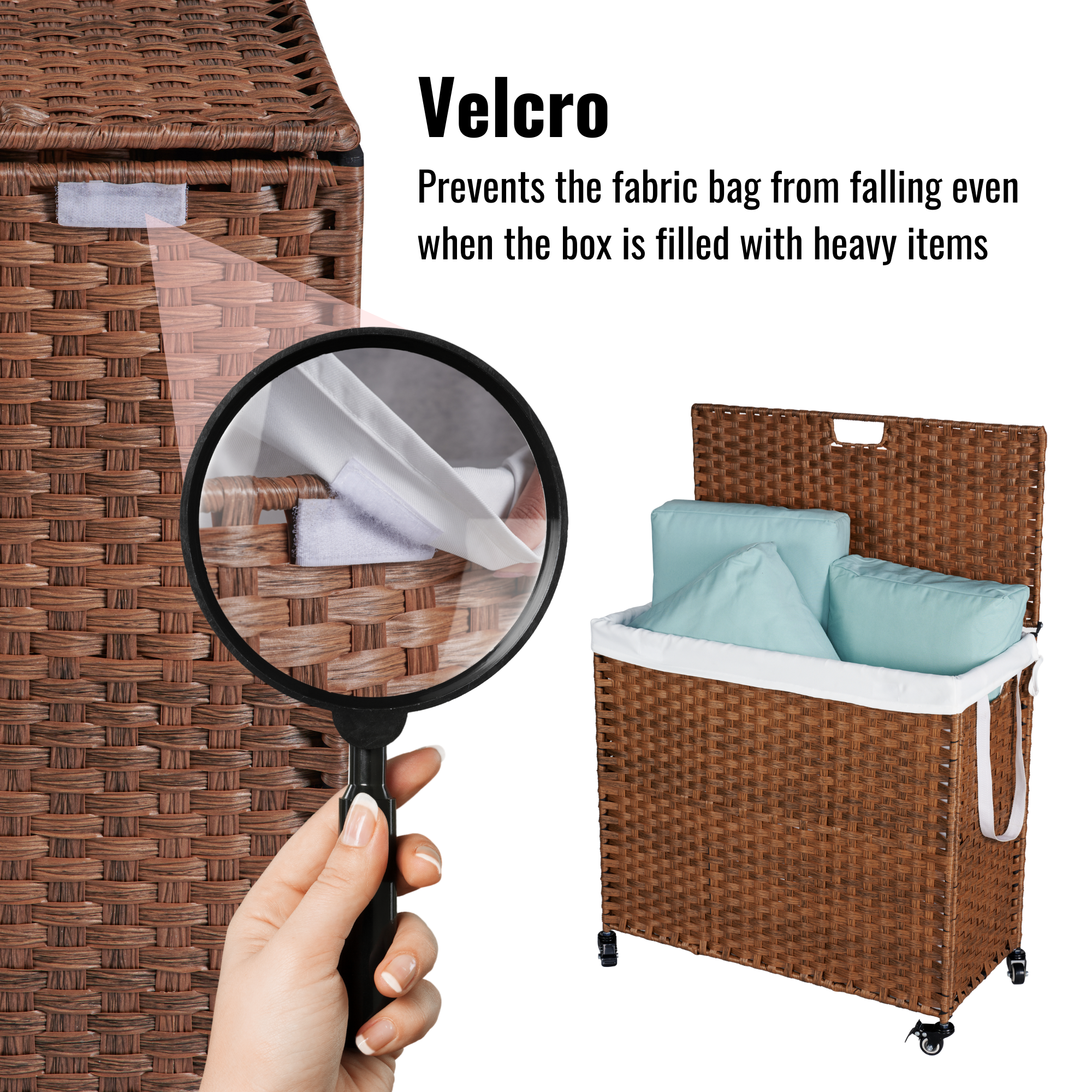 Laundry Hamper With Lid and 02 Removable Bags with Wheels