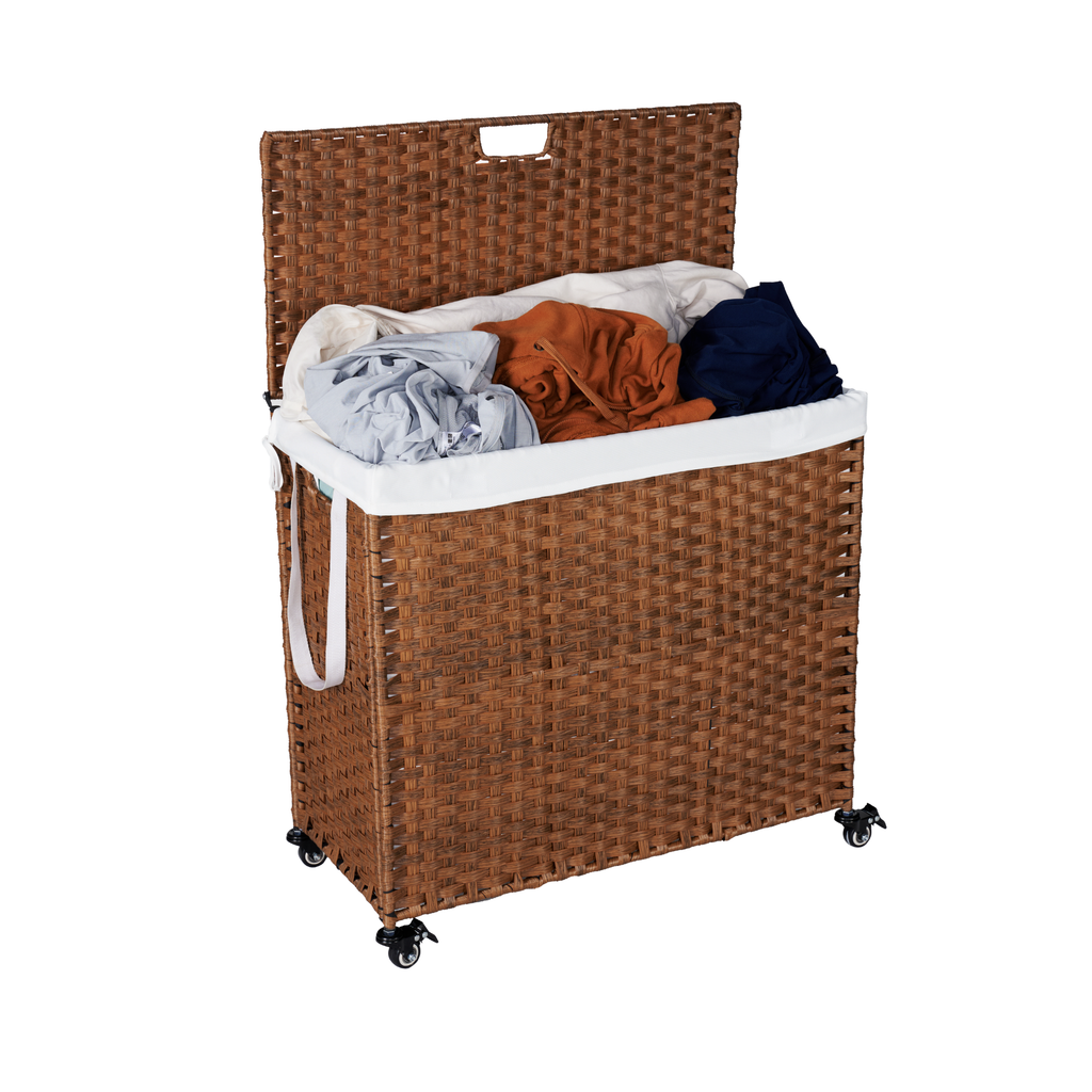 Laundry Hamper With Lid and 02 Removable Bags with Wheels