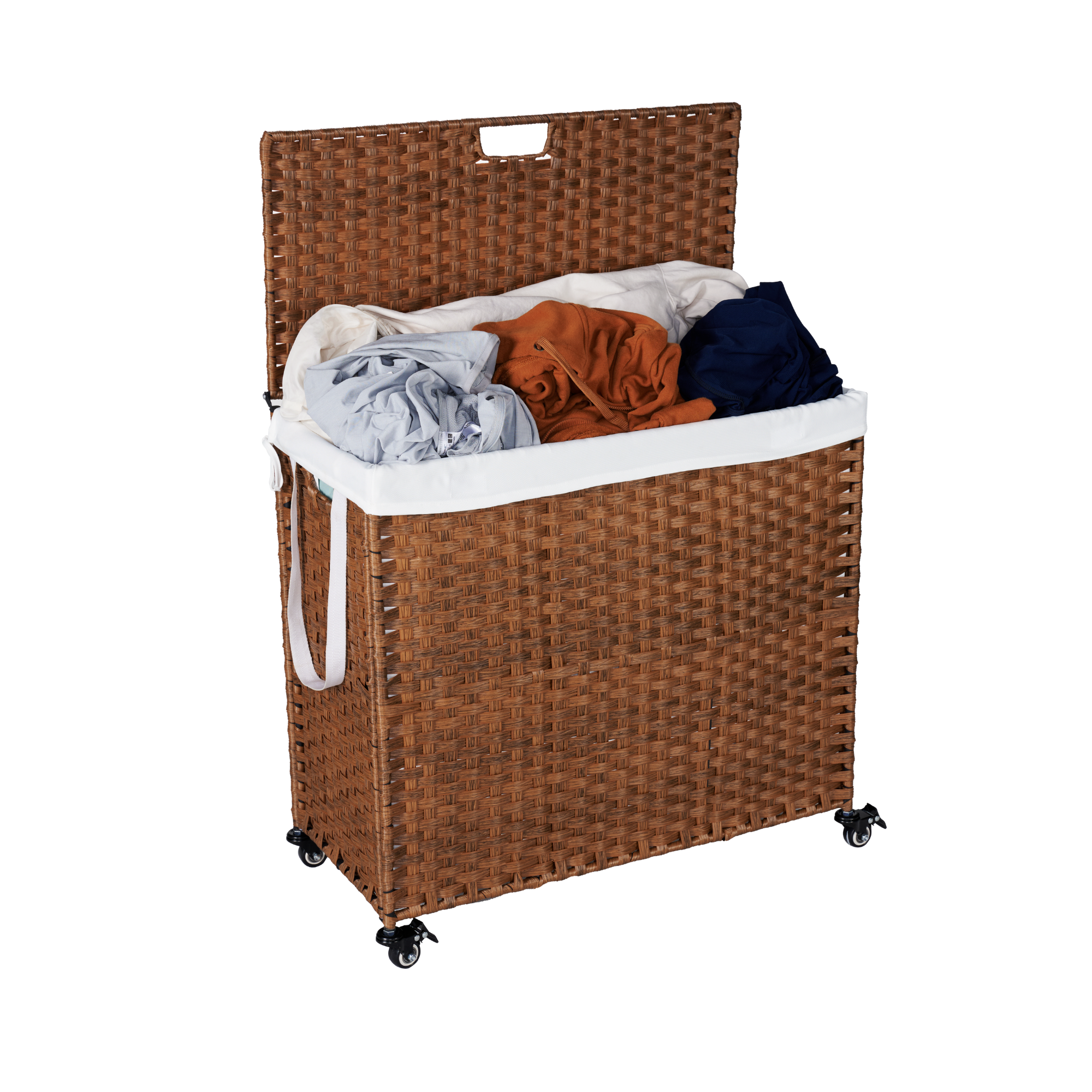 Laundry Hamper With Lid and 02 Removable Bags with Wheels