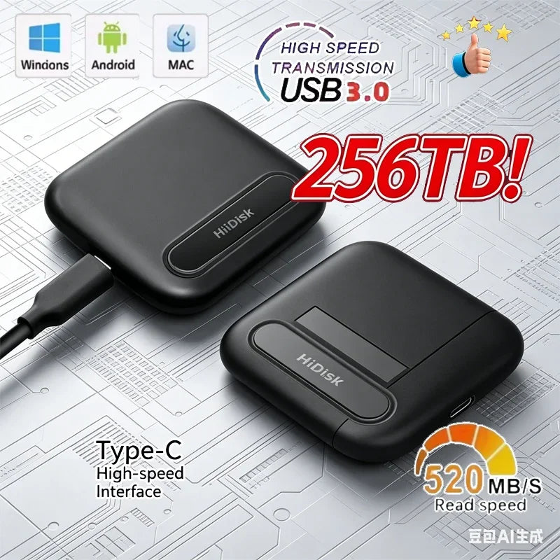 Original External for Laptop PC Desktop Hard Drive Portable SSD 2TB Hard Disk SSD USB3.1 Solid Drive Storage Device